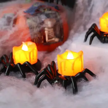 12-Pack LED Tök Tea Fények elemes Aranyos Pók gyertyafényes Nem-láng Halloween Témájú Díszítések halloweenra