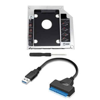 2 Db Tartozékok: 1 Db SATA 2. HDD HD SSD Burkolat Merevlemez Caddy Esetben Tálca & 1 Db SATA Merevlemez Adapter Kábel