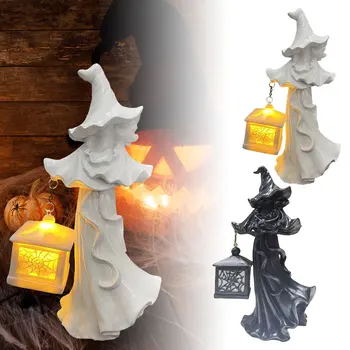 2023 Hordó Fekete Gyanta Boszorkány LED Lámpás a Halloween Díszíteni Haza Asztal Dekoratív Fényt Szobrok, Díszek
