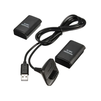 2db 4800mAh Akkumulátor XBOX 360 Vezeték nélküli Vezérlő, USB Töltő Kábel