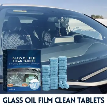 30db Pohár Olaj Film Tisztító Tabletta Autó Szélvédő Tisztító Pezsgőtabletta Univerzális Üveg Szilárd Zsírtalanító Film Wiper