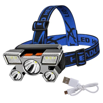 5LED Fényszóró USB Újratölthető Erős Lámpák 90 Fokos Alkalmazkodási Vízálló a Kempingek Kaland Halászati Lámpa Világítás