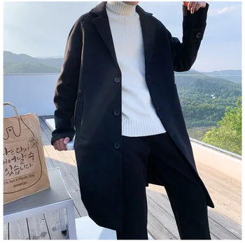 A Férfiak Koreai Divat Téli Kabát Kabát 2023 Gyapjú Kabát Férfi Túlméretezett Harajuku Kabát Férfi Japán Streetwear Kabátok