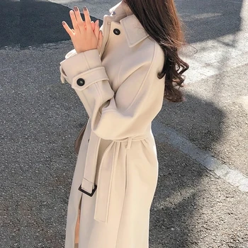 A Nők A Meleg Sűrűsödik Gyapjú Kabát 2023 Új Őszi Téli Pamut Kabát Koreai Laza Öv Gyapjú Kabát Női Plus Size Outwear