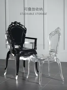 Akril bíróság szék háttámla kartámasz étkező szék haza Európai minimalista tervező szellem széklet kristály átlátszó szék