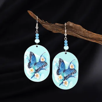Aranyos Pillangó Medál, Női Fülbevaló Személyre szabott Szögletes Akril Tartozékok Kézzel készített Ékszerek Earhooks Kitűnő Ajándék