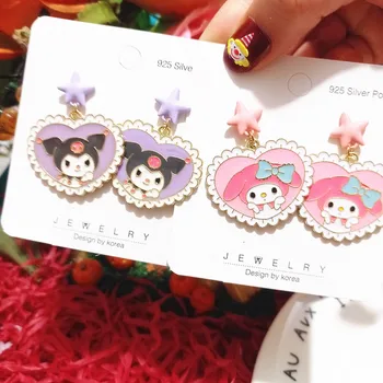 Aranyos Sanrio Hellokitty Kuromi Mymelody Fül Medálok Fülbevaló 925 Ezüst Tű Rajzfilm Fül Kiegészítők Ajándék Játékok Lányoknak