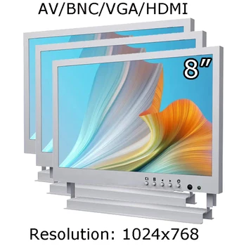 Asztali 8 Inch Fehér Színű 1024x768 BNC, VGA, HDMI AV CCTV LCD Képernyő Monitor Resiustive/Kapacitív érintőképernyő