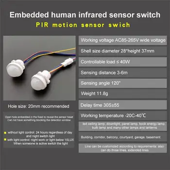 Az emberi Test Érzékelő, Állítható LED-es Éjszakai Fény Érzékelő Kapcsoló Infra PIR Emberi Test Indukciós Mozgás Érzékelő Érzékelő Kapcsoló 2023