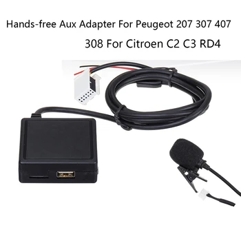Bluetooth-Aux Vevő Kábel USB Mikrofon kihangosító-Aux Adapter Peugeot 207 307 407 308 Citroen C2 C3 RD4