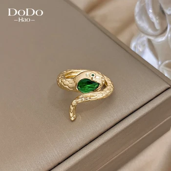 DODOHAO 2023 Új Retro Cirkon Kígyó Alakú Nyitott Női Gyűrű Finom 18K Aranyozott Ékszerek Varázsa Luxus Esküvői Buli Ajándék