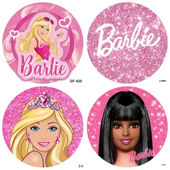 Disney Barbie Hercegnő Kerek Hátteret Címlap Lányok Szülinapi Party Dekoráció Rózsaszín Háttér Virág Stúdió Fotózás Kellékek
