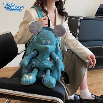 Disney Mickey Baba Levél Nyomtatás Hátizsák Shoulderbag Nagy kapacitású Divat Utazó Táska Aranyos Kézitáska Lányok Ajándékok
