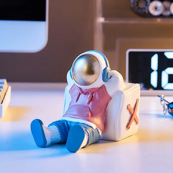 Divat Űrhajós Figura Egyszerű Íróasztal Kiegészítők Nappali Dekoráció Otthon Mobiltelefon Tartó Gyanta Kézműves Születésnapi Ajándék
