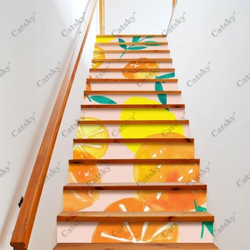 Egyéni Narancs Lépcső Matrica, Öntapadó Lépcső Matricát Lépcső Burkolat PVC Felújítási Lépcső Dekoráció Futófelület