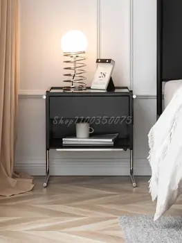 Fekete éjjeli szekrény rack Északi modern minimalista tároló szekrény fény luxus nettó piros hálószoba oldalon kabinet kis szekrény