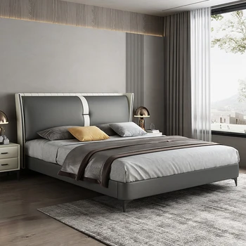Fény luxus modern, egyszerű high-end bőr ágy, hálószoba dupla puha táska