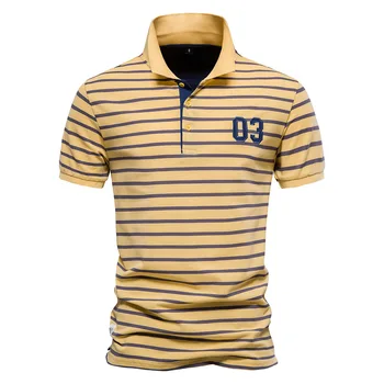 Férfi Rövid Ujjú Póló Klasszikus Csíkos Játszik Pulóver Szabadtéri Golf Kiváló minőségű Férfi T-shirt póló Camisa Alkalmi Hombre