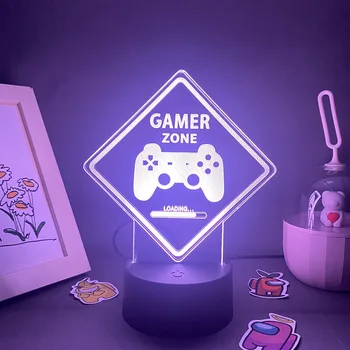 Gamer Zóna Gamepad 3D Led RGB Illúzió Night Lights Szülinapi Menő Ajándék Barátoknak, Hálószoba Asztal Színes Dekor Neon Láva Lámpa