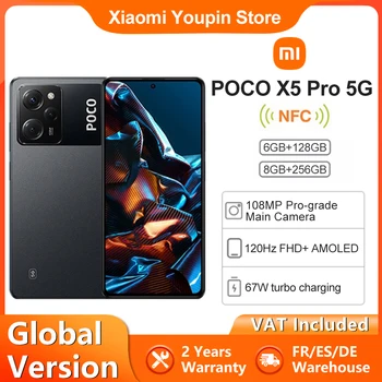Globális Verzió POCO X5 Pro 5G Okostelefon 128/256 gb-os Snapdragon 778G 120Hz-Flow AMOLED DotDisplay 108MP 67W NFC