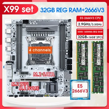 JGINYUE X99 Alaplap Kit Xeon E5 2666 V3 Processzor 32G(2*16) 1600 MHz-es DDR3 ECC RAM Memória LGA 2011-3 Nvme SATA M. 2 rendszerhez kapcsolódó interfészek bemenetére