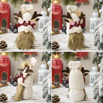 Karácsonyi Téma Gnome Plüss Gnome Baba Szarvas Hór Kézzel készített Karácsonyi Gnome Babák Kötött Sapka Szarvas Füle Teljes Szakáll Ajándék