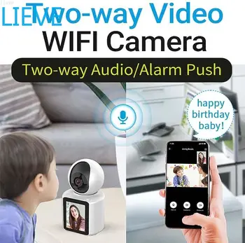 Két Kamera 2.8-hüvelykes Képernyő Aktívan Beszélni Wifi Kamera 360 Okos * HD Videó éjjellátó Ai mozgásérzékelés
