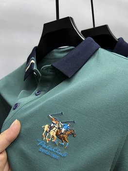 Luxus Márka Férfi Póló Hosszú Ujjú Őszi Új Divat Gyönyörű Hímzéssel Üzleti Alkalmi Kontraszt Póló T-shirt