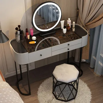 Luxus Északi Fésülködő Asztal Fiókban Fekete Lakk Fény Fésülködő Asztal Luxus Multifunkcionális Tocador Maquillaje Szoba Dekoráció