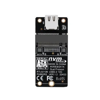 M. 2 USB 3.1 C TÍPUSÚ Adapter PCIE NVME SSD M. 2 SATA SSD, USB C Kelő 10Gbps DualProtocol Támogatás M2-es SSD 2230/42/60/80