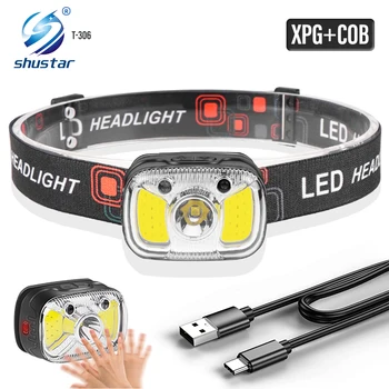 Mini LED Fényszóró Mozgásérzékelő Fényszóró Kempingezni, Horgászni Lámpás Erős XPG+COB Kültéri Lámpa USB Újratölthető Figyelmeztető Lámpa