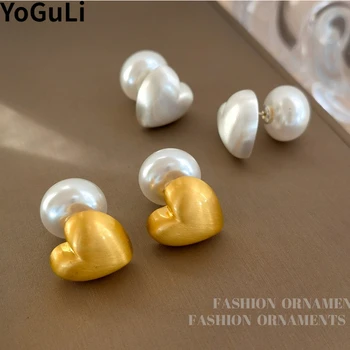 Modern Ékszer 925 Ezüst Tű Édes Design Szimulált Gyöngy Szív Fülbevaló Női Esküvői Ajándékok Népszerű Stílus Forró Eladó