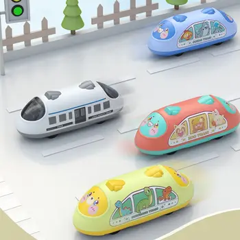Műanyag Dupla-húzza nagysebességű Vonat Játék Aranyos Színű Megismerés Rajzfilm Állat Minta Push Pull Autós Játékok, Születésnapi Ajándék
