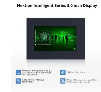 Nextion 5.0 Hüvelykes LCD-TFT HMI Kijelző Kapacitív/Rezisztív érintőképernyő Modul RGB 65K Szín Intelligens Sorozat Burkolat
