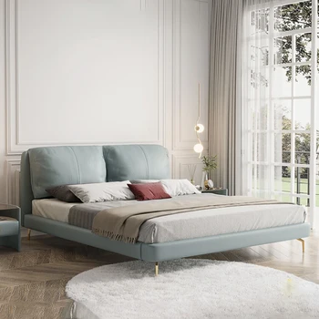 Olasz minimalista fény luxus bőr ágy ins háló vörös bőr ágy 1,8 m 1,5 m hálószoba modern kárpitozott Emeletes ágy