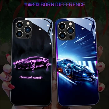 Punk Super Car Design LED Telefon tok Samsung S23 S21 S22 FE Megjegyzés 10 20 Plus Ultra A54 A14-es A32 Csillogó Ütésálló Borító