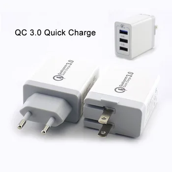 QC 3.0 Quick Charge Hordozható 3 Port USB Töltő Tápegység Adapter Bank Telefon Fali Asztali Töltő EU-US Plug L1