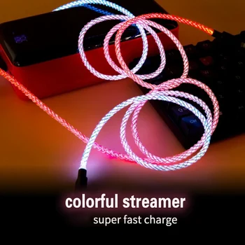 RGB Color Light 5A USB-C Típusú Gyors Töltő adatkábel Xiaomi POCO Samsung Huawei Szuper Telefon USB-C Autó Felelős Kábel