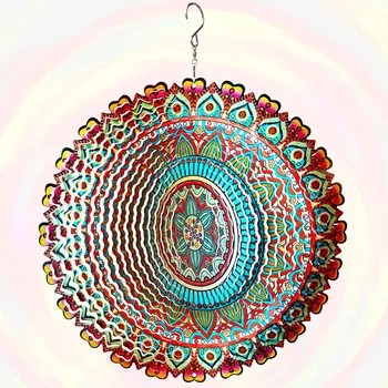THEYUFA Szél Spinner Méterre Mandala Páva Szív 30.48 cm-es, 3D Rozsdamentes Acél Kert, Belső Art Dekor