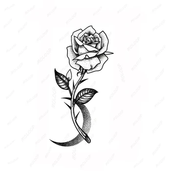 Tetoválás Matrica Fekete Rózsa Virág Hold Ideiglenes Vízálló Flash Smink Kezét, Mellkas, Nyak Hamis Hamis Body Art Férfiak Nők
