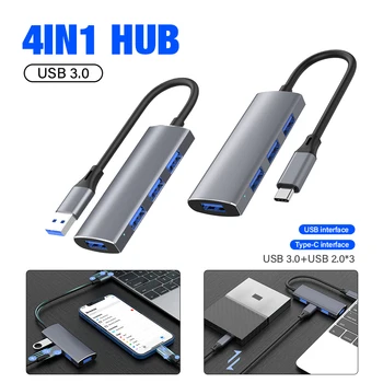 USB 3.0 Hub USB Hub Dock Típus C-4 Port Több Splitter OTG Adapter Samsung Xiaomi Huawei Lenovo Macbook Pro USB 3.0 2.0 Port
