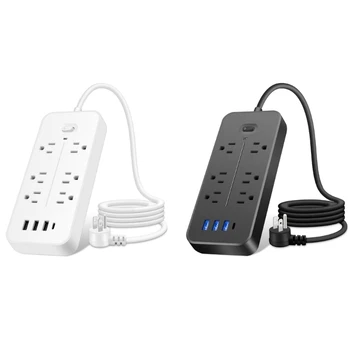 Univerzális US Plug Elektromos Csatlakozó Hosszabbító Kábel elosztó Office 6db AC-Üzletekben 3 USB Port túlfeszültségvédő