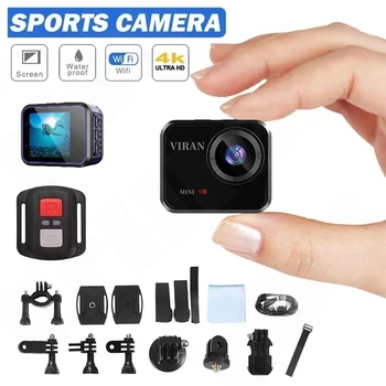 V8-as 4K HD Mini Wifi Sport Kamera 60FPS Távirányítóval Képernyő Vízálló DV Videokamera Akció Meghajtó Készülék Vezeték nélküli Webkamera
