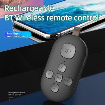 Vezeték nélküli Bluetooth-kompatibilis Távvezérlő Gomb Újratölthető Kamera Exponáló Mobiltelefon Videó Turner Vezérlő