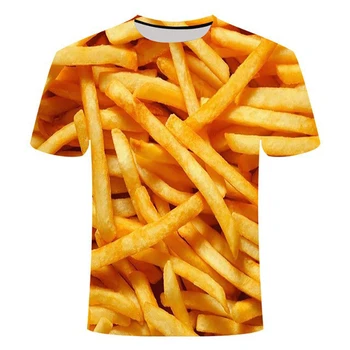 Vicces Hamburger Pólók Étel Hús 3D Nyomtatás Streetwear Gyerekek Pólók Felsők Férfi Ruházat Női Alkalmi Divat Túlméretezett O-Nyakú Póló