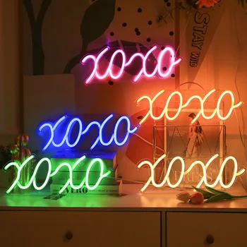 XOXO neonreklám Fények Rózsaszín Szív Szoba Díszítésére Hálószoba ölelünk Party Dekoráció Falra Haning Neon Led világítani kezd, Jele,