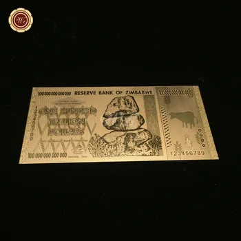 ÚJ Aranyozott Bankjegyek Zimbabwe 100 Trillió Dolláros Bankjegyek Bevonatú Goil Fólia papírpénz Gyűjtemény Ajándék Barát