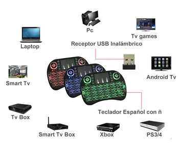 Új Háttérvilágítású Vezeték nélküli i8 Billentyűzet 2,4 GHz-es Touchpad Repülni Air Egér PS3, PC, TV 3 Színben