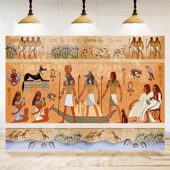Ősi Egyiptomi Phtography Háttér Mitológia Godsand Fáraók Titokzatos Templom Falfestmények Háttér Dekoráció Zászló