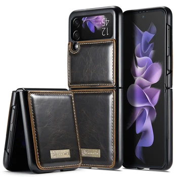 Luxus Bőr tok Samsung Galaxy Z Flip 4 Üzleti Kick Stand Telefon hátlap Puha Mikroszálas Z Flip 3 Esetben capa